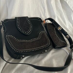 Montana West Black Studded Women's Bag Set